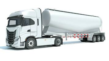 semi camion con serbatoio trailer 3d interpretazione su bianca sfondo foto