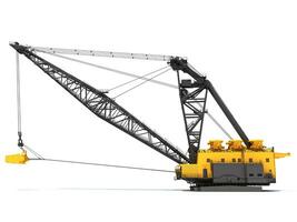 linea di trascinamento scavatrice pesante costruzione macchinari 3d interpretazione su bianca sfondo foto