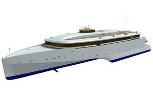 lusso yacht 3d interpretazione su bianca sfondo foto