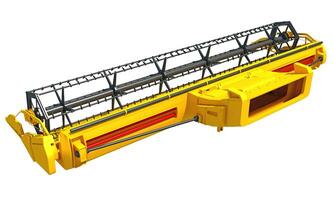 azienda agricola combinare mietitore trebbiatura intestazione 3d interpretazione su bianca sfondo foto