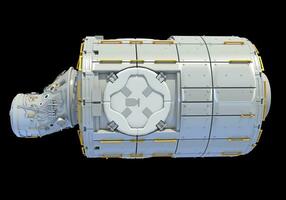 servizio modulo di iss internazionale spazio stazione 3d interpretazione su nero sfondo foto