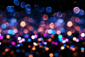 ai generato leggero danza molti il giro, sfocato luci creare colorato astratto bokeh foto