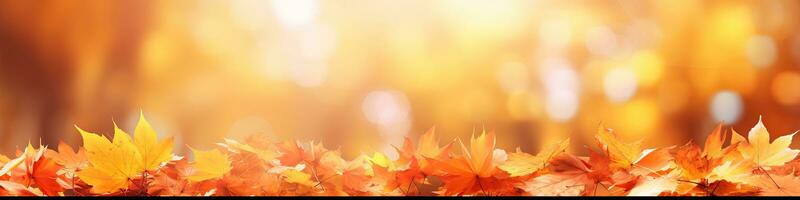 ai generato colorato universale naturale panoramico autunno sfondo per design con arancia le foglie e sfocato foto