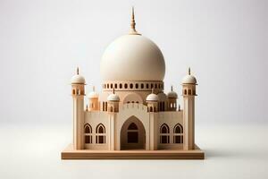 ai generato minimalista moschea miniatura. Ramadan kareem sfondo. generativo ai foto
