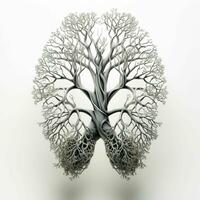 ai generato umano polmone illustrazione con albero ramo e radice concetto. generativo ai foto