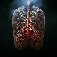 ai generato umano polmone illustrazione con albero ramo e radice concetto. generativo ai foto