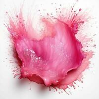 ai generato rosa dipingere spruzzo e struttura su bianca sfondo. dipingere macchia. generativo ai foto