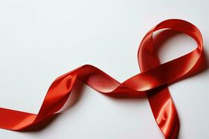 ai generato rosso nastro per hiv AIDS consapevolezza campagna foto