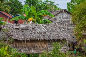 tipico Casa su il tonle linfa lago, Cambogia. foto