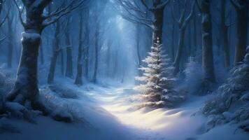 ai generato tranquillo inverno paesaggio congelato alberi nel nevoso foresta nel tranquillo, calmo ambiente. foto