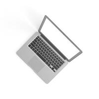 il computer portatile Aperto Schermo con vuoto schermo isolato su bianca sfondo per Annunci superiore Visualizza sinistra foto