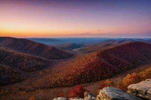 ai generato vivace autunno colori nel valle Visualizza foto