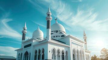 ai generato moschea con blu cielo e bianca nube, ai generativo foto