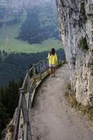 scogliere coperto con alberi vicino ebenalp, Svizzera foto