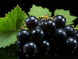 ai generato fresco nero ribes frutta. generativo ai foto