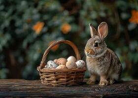 ai generato un' coniglietto con un Pasqua uova decorazioni foto
