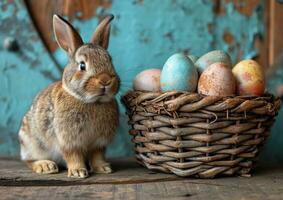 ai generato un' coniglietto con un Pasqua uova decorazioni foto
