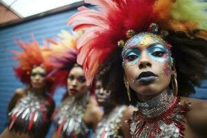 ai generato donne avendo divertimento a carnevale. generativo ai foto