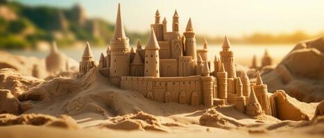 ai generato incantevole deserto castelli di sabbia, dettagliato e drammatico. ai generativo. foto