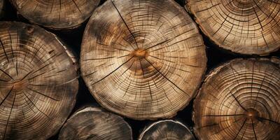 ai generato di legno naturale segato logs come sfondo. ai generativo. foto