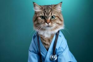 ai generato un' divertente gatti verifica a il veterinario clinica. foto