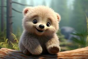 ai generato carino 3d bambino orso adorabile cucciolo. foto