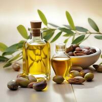 jojoba olio con jojoba pianta.ai generativo. foto