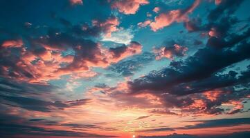 ai generato panoramico tramonto cieli al di sopra di caraibico isole foto