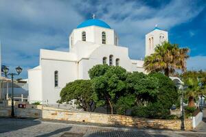 Naoussa cittadina Chiesa su par isola, Grecia foto