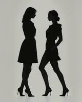 ai generato silhouette di tre donne nel nero e bianca vestiti, studio sparo. ai generativo foto