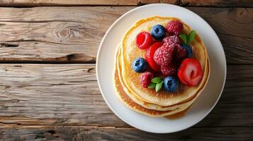 ai generato Pancakes pubblicità sfondo con copia spazio foto