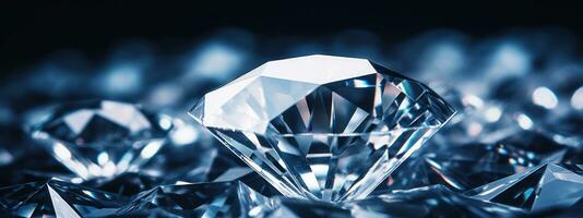 ai generato radiante centrale diamante circondato di più piccolo gemme. ai generativo. foto