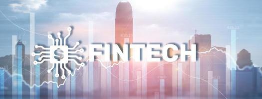 concetto di tecnologia finanziaria. fintech sullo sfondo della città moderna foto