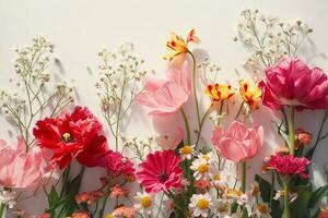 ai generato bellissimo primavera fiori su bianca sfondo. generativo ai. foto