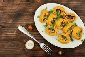 zucca rotoli con funghi foto