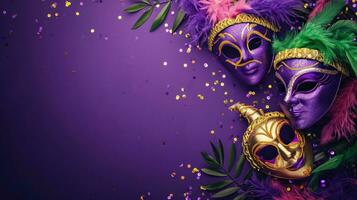 ai generato beautuful mardi gras carnevale sfondo con copia spazio foto