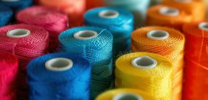 ai generato colorato cucire discussioni per commerciale maglia foto