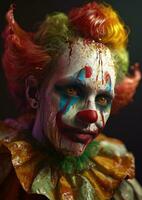 ai generato un' clown con colorato rendere su e occhi foto