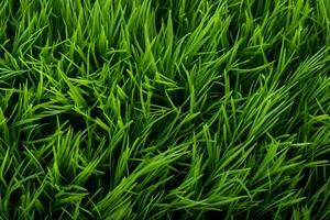 ai generato verde erba struttura sfondo. vicino su di fresco primavera erba superiore Visualizza foto