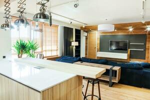 moderno appartamento. moderno soffitta appartamento interno. lusso design appartamento.casa. foto