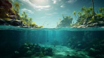 ai generato subacqueo subacqueo oceano prendere il sole immersione tropicale subacqueo foto