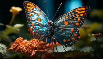 ai generato un' vivace farfalla mosche, in mostra natura bellezza e fragilità generato di ai foto