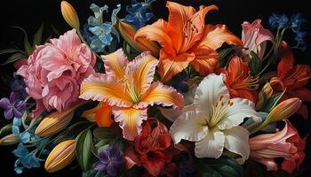 ai generato un' vivace mazzo di colorato fiori porta natura bellezza generato di ai foto