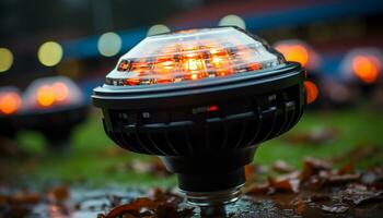 ai generato raggiante lanterna si accende luminosa fiamma, illuminante all'aperto barbecue griglia generato di ai foto