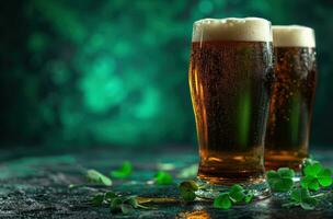 ai generato ioscoin trifoglio il migliore irlandesi birra con trifogli foto