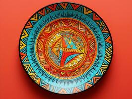 ai generato elegante ceramica piatto modello per cenare e arredamento - ai generato foto