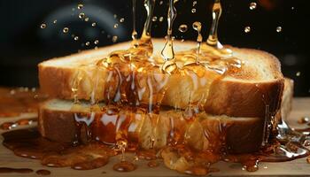 ai generato freschezza versando, dolce liquido, fatti in casa dolce, buongustaio cioccolato, salutare mangiare generato di ai foto