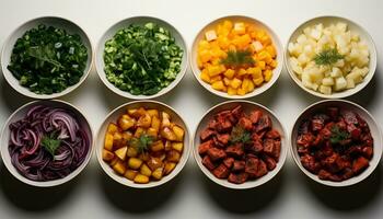 ai generato salutare vegetariano insalata con fresco verdure e varietà di ingredienti generato di ai foto