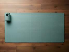 ai generato tranquillo yoga stuoia modello per benessere e fitness - ai generato foto