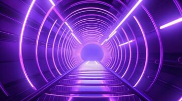 ai generato neon tunnel per scienza finzione foto